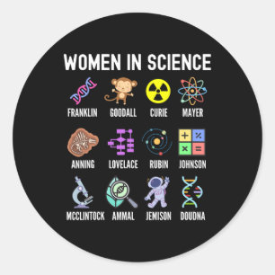 Pegatina Redonda En la ciencia - Chicas feministas empoderando a lo
