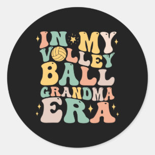 Pegatina Redonda En la era de mi abuela del voleibol, divertida dep