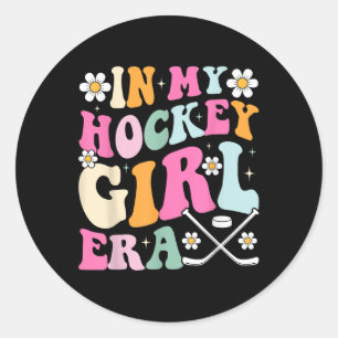 Pegatina Redonda En la era de mi Chica de hockey, un juego de vinta