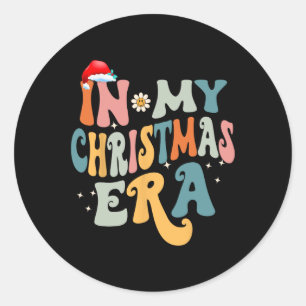 Pegatina Redonda En la era de mis Navidades Groovy coincidiendo con