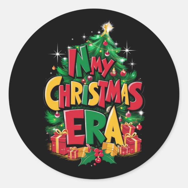 Pegatina Redonda En la era de mis Navidades, unas navidades vacacio (Anverso)