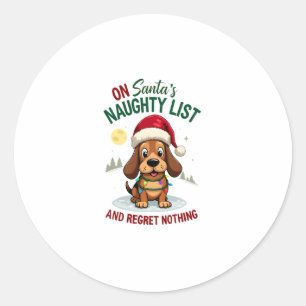 Pegatina Redonda En la lista de traviesos de Santa Regret Nothing B