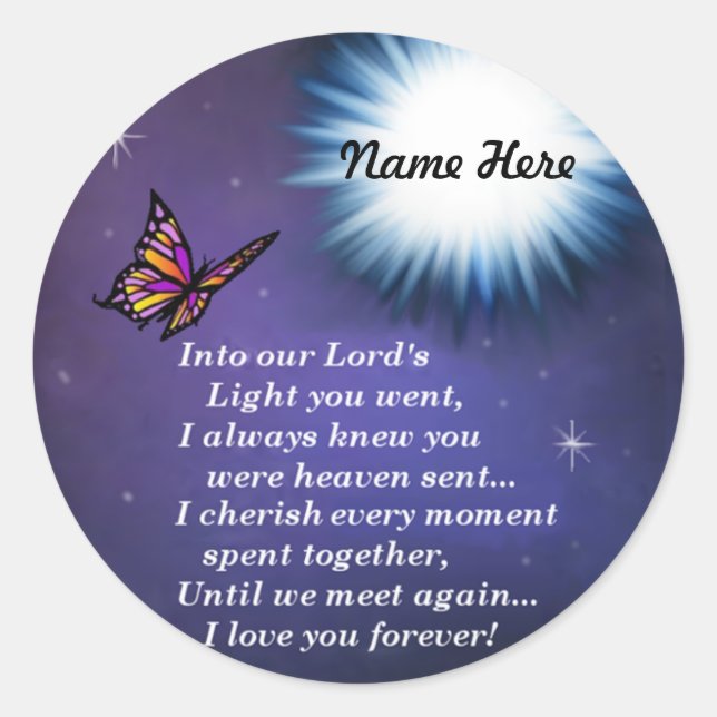 Pegatina Redonda En La Mariposa Ligera (Anverso)