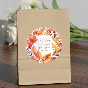 Pegatina Redonda En la memoria amorosa Funeral Caída Floral