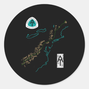 Pegatina Redonda En Logo Mapa de Senderismo del Sendero Appalachian