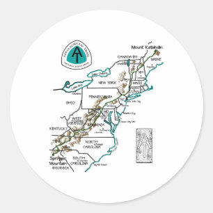 Pegatina Redonda En Logo Mapa de Senderismo del Sendero Appalachian