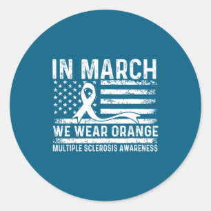 Pegatina Redonda En marzo usa naranja para la esclerosis múltiple
