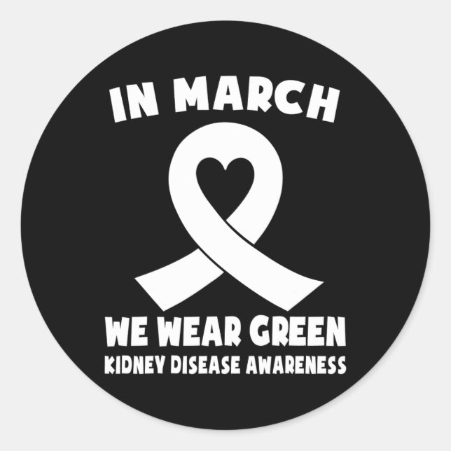 Pegatina Redonda En Marzo Usamos Conciencia Sobre La Enfermedad Ren (Anverso)