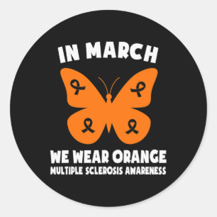 Pegatina Redonda En Marzo Usamos La Naranja Ms Awareness Múltiple S