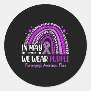 Pegatina Redonda En Mayo Usamos Fibromialgia Awarene Con Arcoiris P