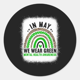 Pegatina Redonda En Mayo Usamos Green - Rainbow Mental Health Aware