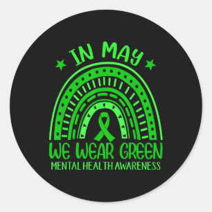 Pegatina Redonda En Mayo Usamos Salud Mental De La Cinta Arcoiris V