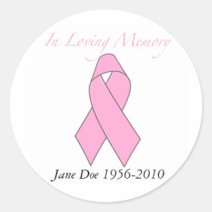 Pegatina Redonda En memoria cariñosa, cáncer de pecho
