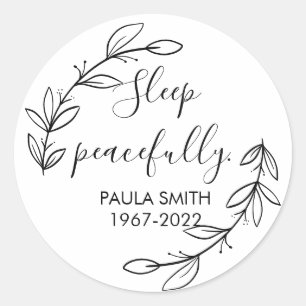 Pegatina Redonda En Memoria De Floral Clásico Elegante