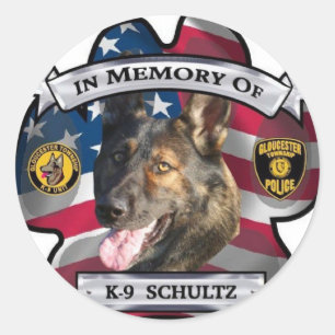 Pegatina Redonda En memoria de K-9 Schultz