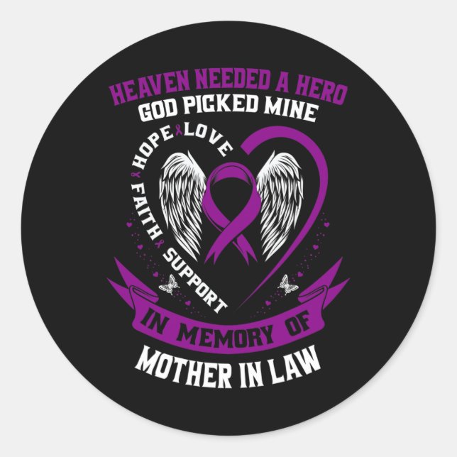 Pegatina Redonda En Memoria De La Madre En La Ley El Cáncer Pancreá (Anverso)