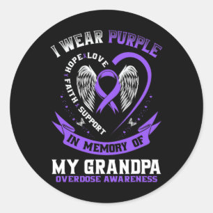 Pegatina Redonda En memoria de la sobredosis de drogas del abuelo C