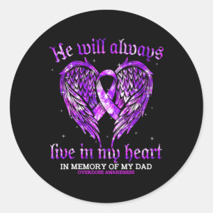 Pegatina Redonda En Memoria De La Sobredosis De Mi Papá Ala Angel