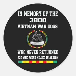 Pegatina Redonda En Memoria De Los 3800 Perros De La Guerra De Viet