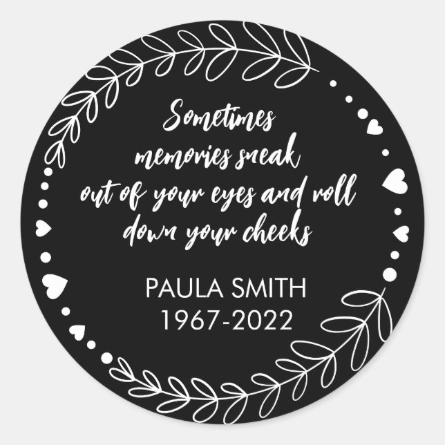 Pegatina Redonda En memoria de los pegatinas de tejidos (Anverso)