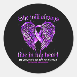 Pegatina Redonda En Memoria De Mi Abuela Sobredosificación Ángel W
