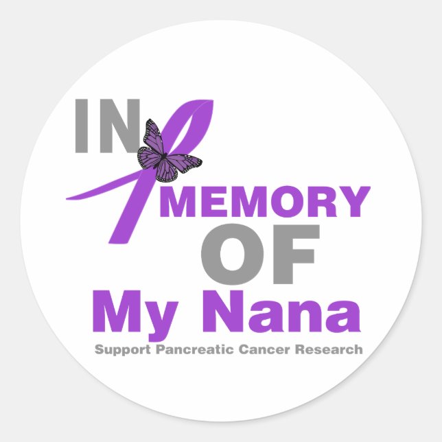 Pegatina Redonda En memoria de mi cáncer pancreático de Nana (Anverso)