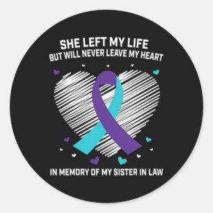 Pegatina Redonda En Memoria De Mi Hermana En La Ley Concienciación