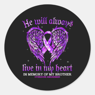 Pegatina Redonda En Memoria De Mi Hermano Conciencia Sobredosis Áng