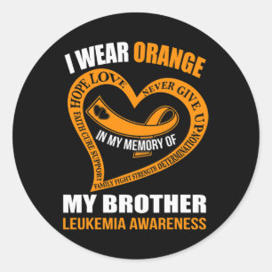 Pegatina Redonda En memoria de mi hermano LEUKEMIA CONCIENCIA