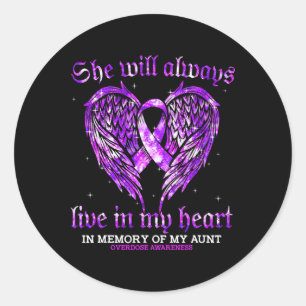Pegatina Redonda En Memoria De Mi Tía Sobredosis Awareness Angel Wi