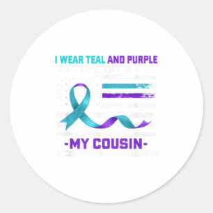 Pegatina Redonda En memoria primo suicidio prevención de conciencia