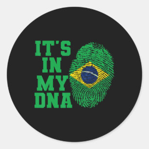Pegatina Redonda En Mi Adn, Camisa Bandera De Brasil Corta Vintage
