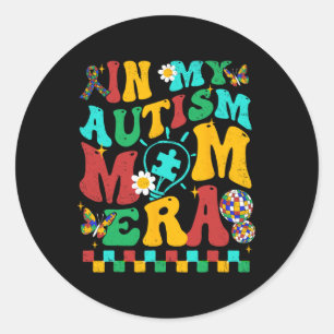 Pegatina Redonda En mi autismo, la era de la mamá, el rompecabezas