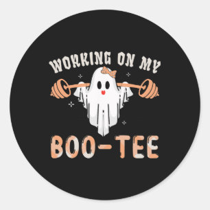 Pegatina Redonda En mi Bootee Ghost Boo Gym Halloween divertido