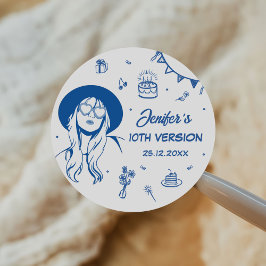 Pegatina Redonda En mi cumpleaños era cumpleaños retro