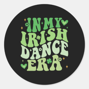 Pegatina Redonda En Mi Era de Baile Irlandés Bailarín de Trébol Div