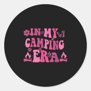 Pegatina Redonda En Mi Era de Camping Feliz Campista Hombres Viaje