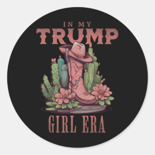 Pegatina Redonda En Mi Era De Chica Trump Occidental Usa Vaquera Am