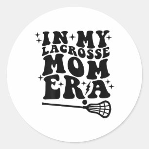 Pegatina Redonda En Mi Era De Mamá Lacrosada, Las Madres Groovy Ret