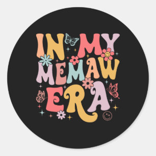 Pegatina Redonda En mi era de Memaw Groovy Día de la Madre retro ma