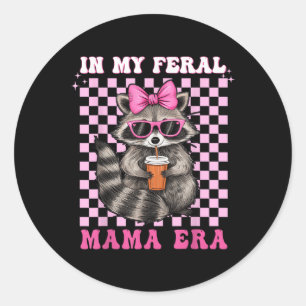 Pegatina Redonda En mi era de mi mamá, a Raccoon Shirt Racoon le en