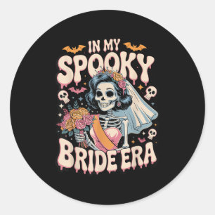 Pegatina Redonda En Mi Era de Novia Espeluznante Halloween Esquelet