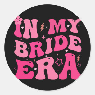 Pegatina Redonda En Mi Era de Novia Groovy Bride Despedida de Solte