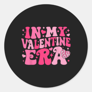 Pegatina Redonda En mi era de San Valentín, las mujeres retro Día d