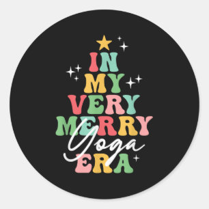 Pegatina Redonda En Mi Era De Yoga, Los Navidades De Yogi Groovy Re