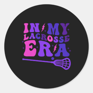 Pegatina Redonda En Mi Era Lacrosse Las Mujeres Deportivas Retro Gr