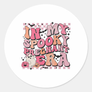 Pegatina Redonda En mi espantosa era preñada Halloween Pregnancy An