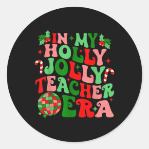 Pegatina Redonda En mi feliz Navidad, profesor de la era de Jolly T