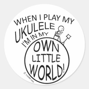 Pegatina Redonda En Mi Propio Ukulele De Pequeño Mundo
