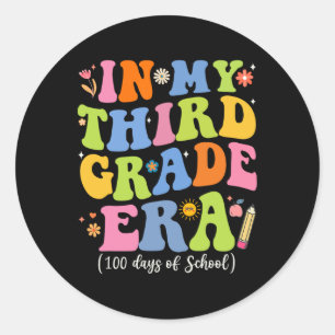 Pegatina Redonda En Mi Tercer Grado 100 Días De Escuela